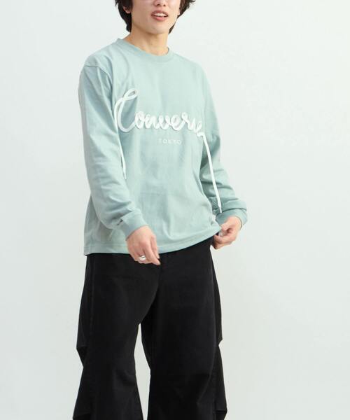 CONVERSE TOKYO（コンバーストウキョウ）の「SPINDLE LOGO LONGSLEEVE TEE（Tシャツ/カットソー・レディース・ホワイト/ピンク/グリーン/スミクロ・MEDIUM/SMALL）」の13枚目の写真