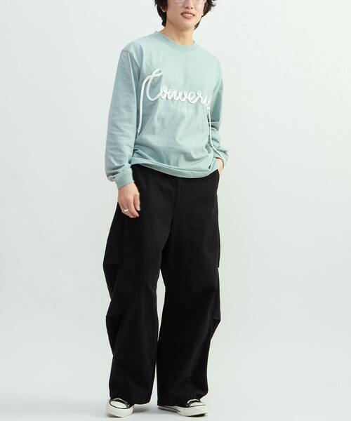 CONVERSE TOKYO（コンバーストウキョウ）の「SPINDLE LOGO LONGSLEEVE TEE（Tシャツ/カットソー・レディース・ホワイト/ピンク/グリーン/スミクロ・MEDIUM/SMALL）」の15枚目の写真