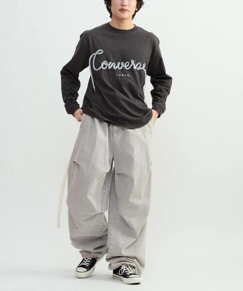 CONVERSE TOKYO（コンバーストウキョウ）の「SPINDLE LOGO LONGSLEEVE TEE（Tシャツ/カットソー・レディース・ホワイト/ピンク/グリーン/スミクロ・MEDIUM/SMALL）」の17枚目の写真