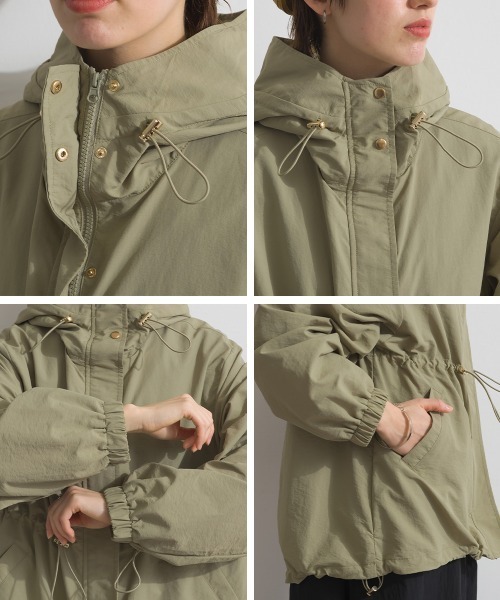 Fizz（フィズ）の「ナイロンワッシャーマウンテンパーカー（マウンテンパーカー・レディース・ライトカーキ/アイボリー/ブラック・M）」の5枚目の写真