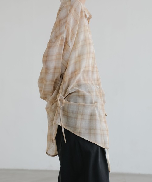 LOWRYS FARM(ローリーズファーム)の「シアーチェックシャツロング 647623(シャツ/ブラウス・レディース・ブルー/ブラウン/ベージュ・FREE)」の17枚目の写真