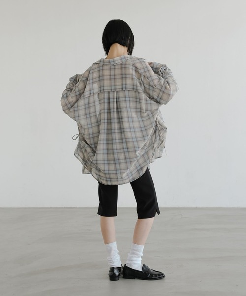 LOWRYS FARM(ローリーズファーム)の「シアーチェックシャツロング 647623(シャツ/ブラウス・レディース・ブルー/ブラウン/ベージュ・FREE)」の19枚目の写真