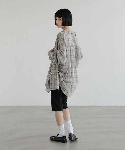 LOWRYS FARM(ローリーズファーム)の「シアーチェックシャツロング 647623(シャツ/ブラウス・レディース・ブルー/ブラウン/ベージュ・FREE)」の20枚目の写真