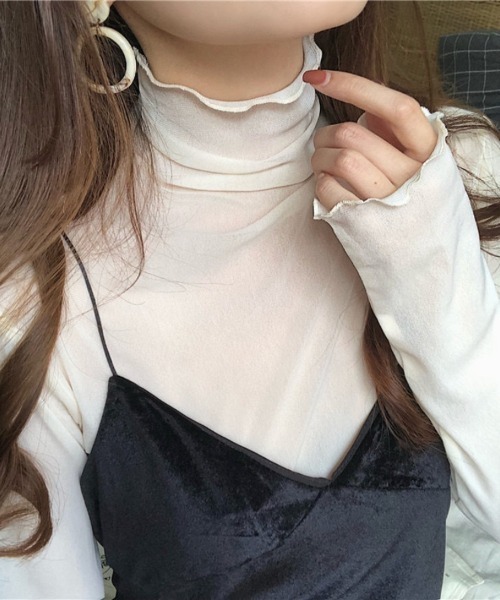 Beststore(ベストストア)の「トップス シアーブラウス 透け感タートル(シャツ/ブラウス・レディース・ライトブラウン/ブラック/グレー/ホワイト/ライトベージュ・FREE)」の9枚目の写真