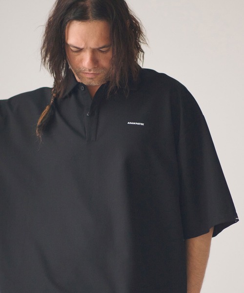 ADAM PATEK(アダムパテック)の「mhs2580-ripple looose polo shirt ポロシャツ(AP2614030)(ポロシャツ・メンズ・ブラック/グレー・2/1)」の3枚目の写真