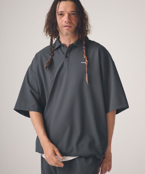 ADAM PATEK(アダムパテック)の「mhs2580-ripple looose polo shirt ポロシャツ(AP2614030)(ポロシャツ・メンズ・ブラック/グレー・2/1)」の9枚目の写真