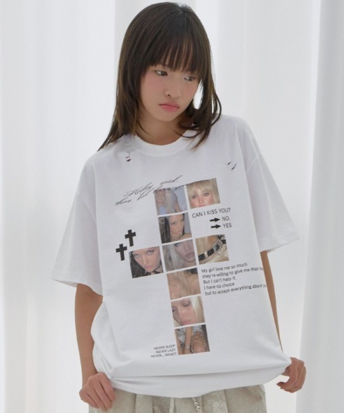 FANCY CLUB(ファンシークラブ)の「A'GEM/9 × .kom 『FANCY CLUB/ファンシークラブ』 DAMAGE FEARLESS TEE/ダメージフィアレスTシャツ(Tシャツ/カットソー・レディース・ブラック/チャコールグレー/ホワイト・FREE)」の3枚目の写真