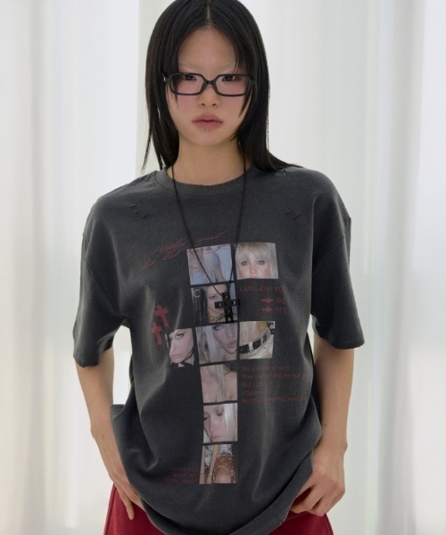 FANCY CLUB(ファンシークラブ)の「A'GEM/9 × .kom 『FANCY CLUB/ファンシークラブ』 DAMAGE FEARLESS TEE/ダメージフィアレスTシャツ(Tシャツ/カットソー・レディース・ブラック/チャコールグレー/ホワイト・FREE)」の2枚目の写真