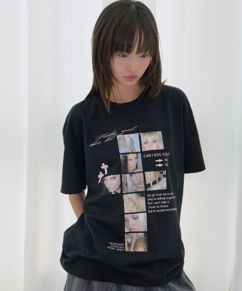 FANCY CLUB(ファンシークラブ)の「A'GEM/9 × .kom 『FANCY CLUB/ファンシークラブ』 DAMAGE FEARLESS TEE/ダメージフィアレスTシャツ(Tシャツ/カットソー・レディース・ブラック/チャコールグレー/ホワイト・FREE)」の1枚目の写真