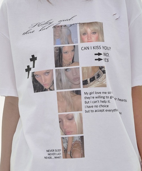 FANCY CLUB(ファンシークラブ)の「A'GEM/9 × .kom 『FANCY CLUB/ファンシークラブ』 DAMAGE FEARLESS TEE/ダメージフィアレスTシャツ(Tシャツ/カットソー・レディース・ブラック/チャコールグレー/ホワイト・FREE)」の11枚目の写真