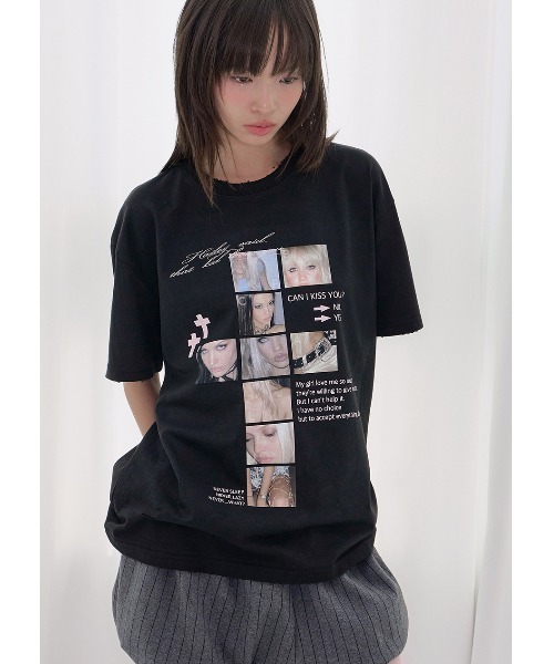 FANCY CLUB(ファンシークラブ)の「A'GEM/9 × .kom 『FANCY CLUB/ファンシークラブ』 DAMAGE FEARLESS TEE/ダメージフィアレスTシャツ(Tシャツ/カットソー・レディース・ブラック/チャコールグレー/ホワイト・FREE)」の5枚目の写真