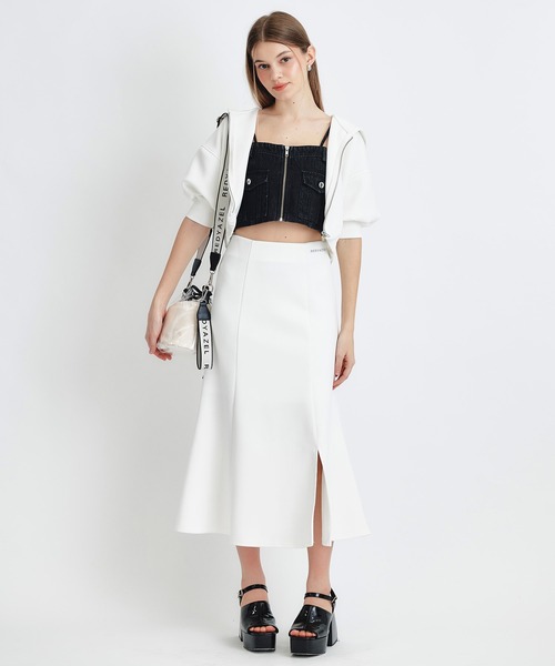 REDYAZEL(レディアゼル)の「ダンボールセミマーメイドスリットロングスカート(スカート・レディース・ライトグレー/オフホワイト/ネイビー・FREE)」の2枚目の写真