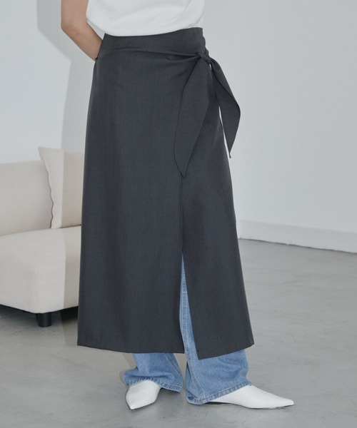 DRWCYS（ドロシーズ）の「ラップタイナロースカート（スカート・レディース・アイボリー/チャコールグレー・FREE）」の14枚目の写真