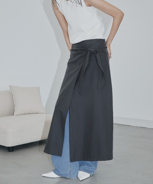 DRWCYS（ドロシーズ）の「ラップタイナロースカート（スカート・レディース・アイボリー/チャコールグレー・FREE）」の15枚目の写真