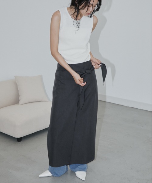 DRWCYS（ドロシーズ）の「ラップタイナロースカート（スカート・レディース・アイボリー/チャコールグレー・FREE）」の16枚目の写真