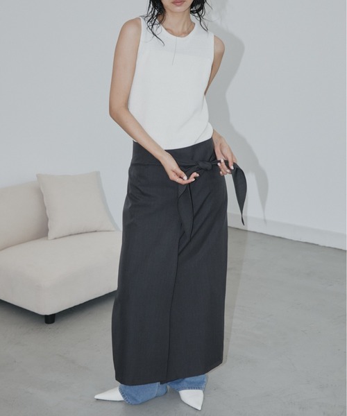 DRWCYS（ドロシーズ）の「ラップタイナロースカート（スカート・レディース・アイボリー/チャコールグレー・FREE）」の17枚目の写真