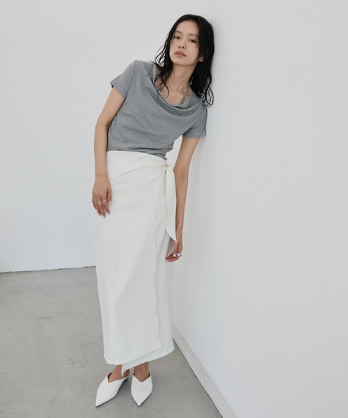 DRWCYS（ドロシーズ）の「ラップタイナロースカート（スカート・レディース・アイボリー/チャコールグレー・FREE）」の6枚目の写真
