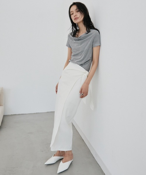 DRWCYS（ドロシーズ）の「ラップタイナロースカート（スカート・レディース・アイボリー/チャコールグレー・FREE）」の7枚目の写真