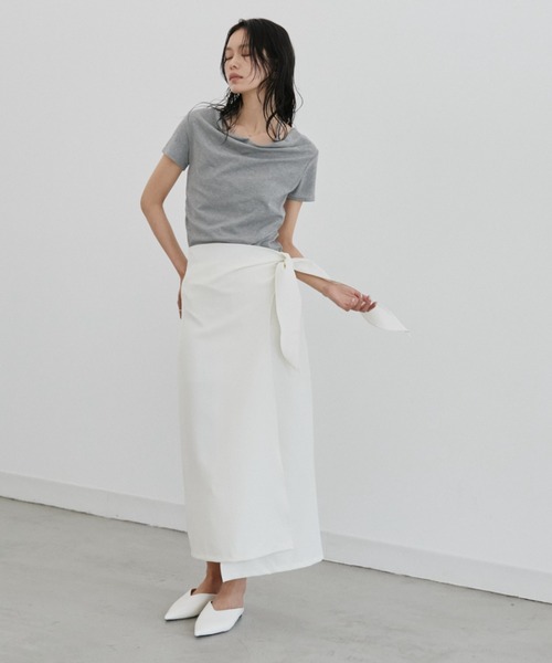 DRWCYS（ドロシーズ）の「ラップタイナロースカート（スカート・レディース・アイボリー/チャコールグレー・FREE）」の9枚目の写真