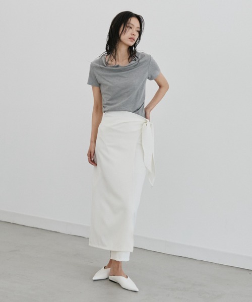 DRWCYS（ドロシーズ）の「ラップタイナロースカート（スカート・レディース・アイボリー/チャコールグレー・FREE）」の10枚目の写真