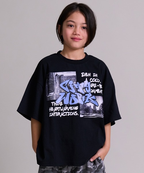 PAIRMANON STREET（ペアマノンストリート）の「【90~160cm】【綿100%】ストリートデザイン 半袖T【PAIRMANON STREET】（Tシャツ/カットソー・キッズ・ブラック系その他/ブルー/ホワイト/ホワイト系その他/ピンク/ブラック/ブラック系その他2/ベージュ・100/110/120/130/140/150/160/90）」の5枚目の写真