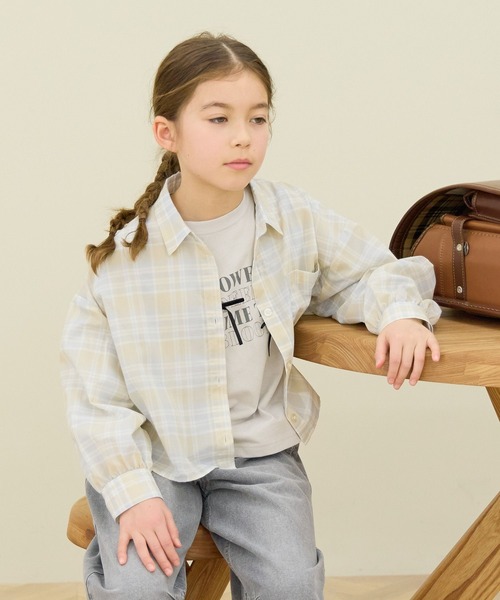 GLOBAL WORK（グローバルワーク）の「イージーケアシアーシャツ長袖/655721（シャツ/ブラウス・キッズ・ベビーピンク/ライトベージュ/ブルー/イエロー/ブルー系その他・160cm/150cm/140cm/130cm）」の11枚目の写真