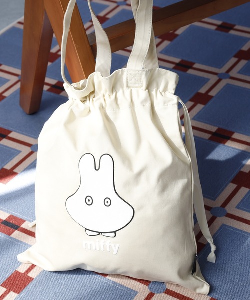 Miffy( ミッフィー)の「ミッフィー 巾着トートバッグおばけ(トートバッグ・レディース・ブラック/アイボリー・ONE SIZE)」の1枚目の写真