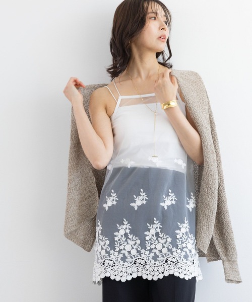 BARNYARDSTORM（バンヤードストーム）の「BARNYARDSTORM / レースシアーキャミソール（キャミソール・レディース・ホワイト/ブラック・FREE）」の10枚目の写真