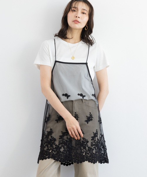 BARNYARDSTORM（バンヤードストーム）の「BARNYARDSTORM / レースシアーキャミソール（キャミソール・レディース・ホワイト/ブラック・FREE）」の7枚目の写真