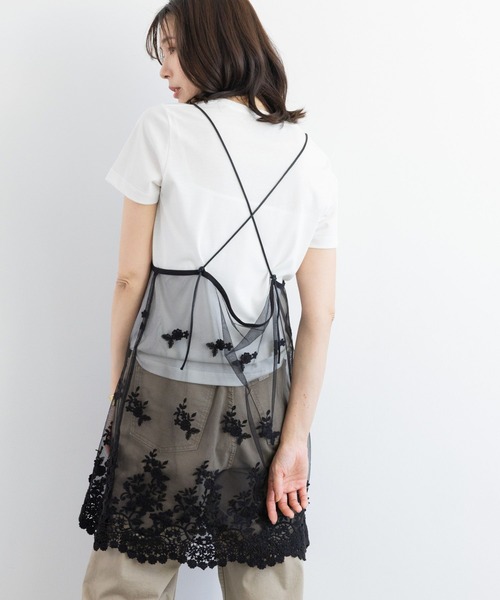 BARNYARDSTORM（バンヤードストーム）の「BARNYARDSTORM / レースシアーキャミソール（キャミソール・レディース・ホワイト/ブラック・FREE）」の8枚目の写真