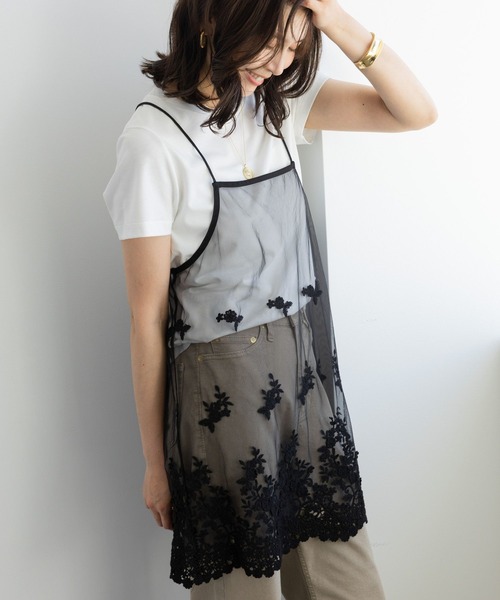 BARNYARDSTORM（バンヤードストーム）の「BARNYARDSTORM / レースシアーキャミソール（キャミソール・レディース・ホワイト/ブラック・FREE）」の5枚目の写真