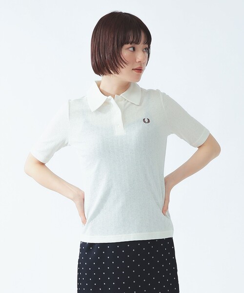 FRED PERRY(フレッドペリー)の「FRED PERRY / シアー リブ ポロシャツ(ポロシャツ・レディース・ブラック/ナチュラル・10)」の6枚目の写真