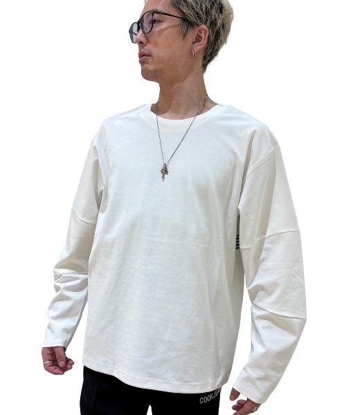 COOK JEANS(クックジーンズ)の「2WAYテープTシャツ(Tシャツ/カットソー・メンズ・バーガンディー/ブラック/ホワイト・LARGE/MEDIUM)」の4枚目の写真