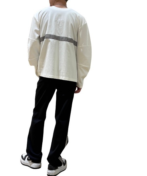 COOK JEANS(クックジーンズ)の「2WAYテープTシャツ(Tシャツ/カットソー・メンズ・バーガンディー/ブラック/ホワイト・LARGE/MEDIUM)」の6枚目の写真