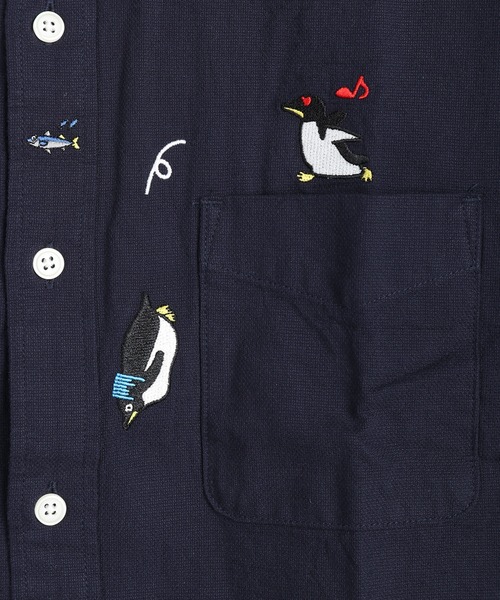 WESTSEA(ウエストシー)の「パナマシャツ 半袖 ワンポイント刺繍 綿100% レギュラーシルエット 犬 猫 ペンギン アニマル(シャツ/ブラウス・メンズ・ネイビー系/ホワイト系その他2/ネイビー/ネイビー系1/ホワイト/ホワイト系その他・M/L/XL)」の10枚目の写真