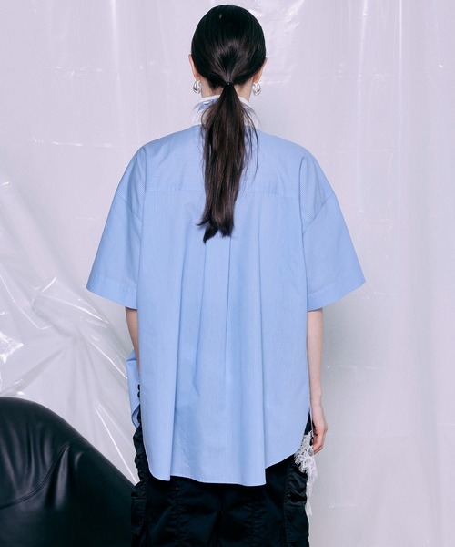 MAISON SPECIAL（メゾンスペシャル）の「【PRE-ORDER】Half-Sleeve Over Tie Shirt/ハーフスリーブオーバーネクタイシャツ（シャツ/ブラウス・レディース・パープル/ブラック/ブルー・FREE）」の7枚目の写真