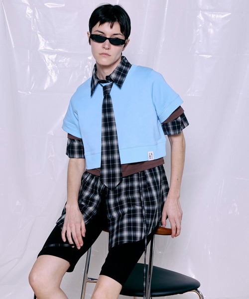 MAISON SPECIAL（メゾンスペシャル）の「【PRE-ORDER】Half-Sleeve Over Tie Shirt/ハーフスリーブオーバーネクタイシャツ（シャツ/ブラウス・レディース・パープル/ブラック/ブルー・FREE）」の13枚目の写真
