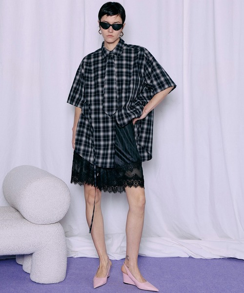 MAISON SPECIAL（メゾンスペシャル）の「【PRE-ORDER】Half-Sleeve Over Tie Shirt/ハーフスリーブオーバーネクタイシャツ（シャツ/ブラウス・レディース・パープル/ブラック/ブルー・FREE）」の21枚目の写真