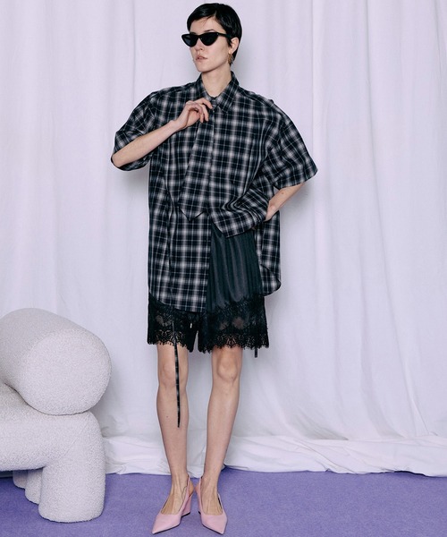 MAISON SPECIAL（メゾンスペシャル）の「【PRE-ORDER】Half-Sleeve Over Tie Shirt/ハーフスリーブオーバーネクタイシャツ（シャツ/ブラウス・レディース・パープル/ブラック/ブルー・FREE）」の22枚目の写真