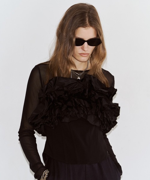 JOSE MOON（ジョゼムーン）の「BOUQUET FRILL TOPS/ブーケフリルトップス（その他トップス・レディース・その他/ブラック/ホワイト・FREE）」の17枚目の写真