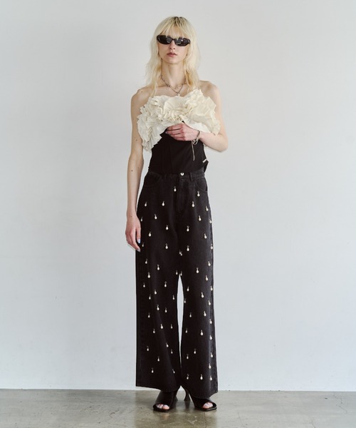 JOSE MOON（ジョゼムーン）の「BOUQUET FRILL TOPS/ブーケフリルトップス（その他トップス・レディース・その他/ブラック/ホワイト・FREE）」の6枚目の写真