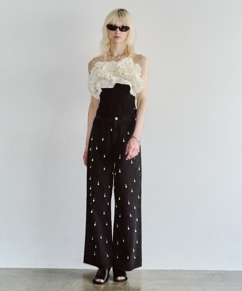 JOSE MOON（ジョゼムーン）の「BOUQUET FRILL TOPS/ブーケフリルトップス（その他トップス・レディース・その他/ブラック/ホワイト・FREE）」の5枚目の写真