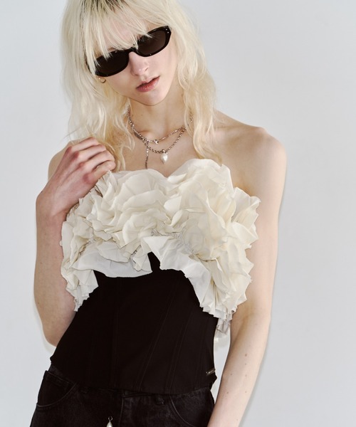 JOSE MOON（ジョゼムーン）の「BOUQUET FRILL TOPS/ブーケフリルトップス（その他トップス・レディース・その他/ブラック/ホワイト・FREE）」の10枚目の写真