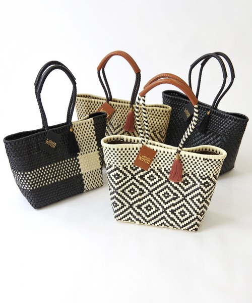 WOVEN(ウーヴン)の「WOVEN (ウーヴン) /エブリデイトート メキシコ製 メルカドバッグ かごバッグ レザーハンドル スモール(かごバッグ・レディース・ブラック/ブラウン/クリーム/ブラック系その他/ベージュ系その他・FREE)」の16枚目の写真