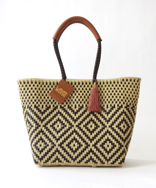 WOVEN(ウーヴン)の「WOVEN (ウーヴン) /エブリデイトート メキシコ製 メルカドバッグ かごバッグ レザーハンドル スモール(かごバッグ・レディース・ブラック/ブラウン/クリーム/ブラック系その他/ベージュ系その他・FREE)」の11枚目の写真