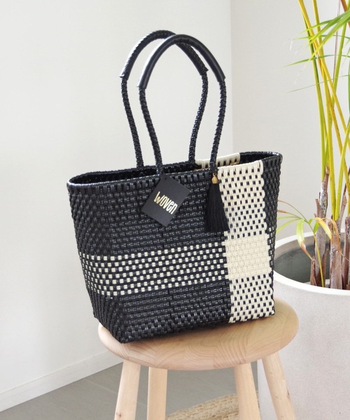 WOVEN(ウーヴン)の「WOVEN (ウーヴン) /エブリデイトート メキシコ製 メルカドバッグ かごバッグ レザーハンドル スモール(かごバッグ・レディース・ブラック/ブラウン/クリーム/ブラック系その他/ベージュ系その他・FREE)」の10枚目の写真