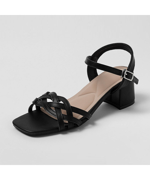 CHAAKAN(チャカン靴)の「モーミングツイストストラップサンダルヒール SDLTS2g844(サンダル・レディース・ブラック/ブラウン/アイボリー・22.5cm/23cm/23.5cm/24cm/24.5cm/25cm)」の1枚目の写真