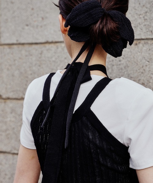ヘアアクセサリー Tulip Crochet Hair Ribbon / Black leinwande（ラインヴァンド）の「【leinwande】Tulip Crochet Hair