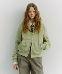 DUNST（ダンスト）の「UNISEX CROPPED ZIP-UP HOODIE_UDTS6A101_OLIVE（パーカー）」