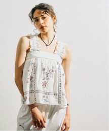 mysty woman | レトロ花刺繍ノースリブラウス 759302(シャツ/ブラウス)